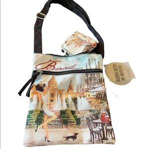 NEW Robin&Ruth Barcelona crossbody handbag with coin purse fabric printed